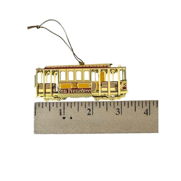 San Francisco Christmas Holiday Cable Car Gold Tone Metal Filigree MICO 1999 - Picture 4 of 5